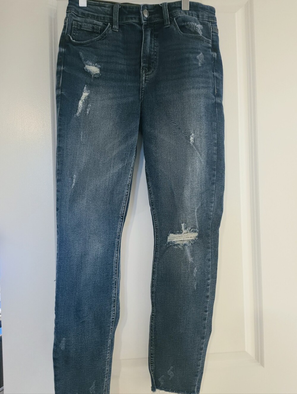 Studio Blue Distressed High-Rise Dark Blue Jeans